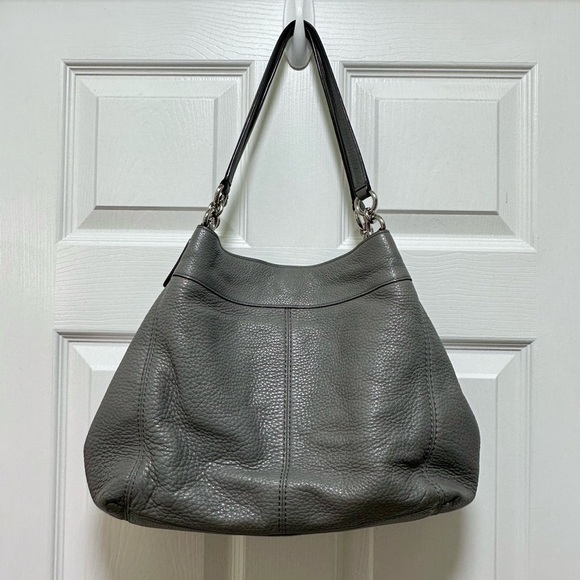 Coach Lexy Shoulder Bag Gray Pebbled Leather - Picture 7 of 11